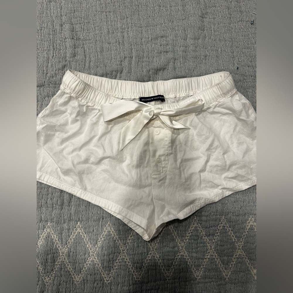 Brandy Melville White Bow Boxer Shorts | Lounge Shorts
